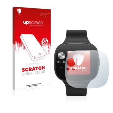 Front side of a product packaging with the brand logo upscreen. Next to it is the device ASUS Vivowatch BP shown with the corr