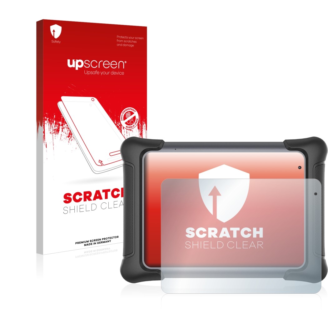 Parte frontale di una confezione del prodotto con il logo del marchio upscreen. Accanto è raffigurato il dispositivo Autel Max