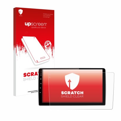 Vorderseite einer Produktverpackung mit dem Markenlogo upscreen. Daneben ist das Gerät Junsun V1 pro 9" mit dem zugehörigen Di