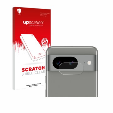 Parte frontale di una confezione del prodotto con il logo del marchio upscreen. Accanto è raffigurato il dispositivo Google Pi