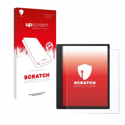 Face avant d’un emballage produit avec le logo de la marque upscreen. À côté, l’appareil Boox Tab Ultra C est représenté avec 