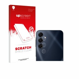 Vorderseite einer Produktverpackung mit dem Markenlogo upscreen. Daneben ist das Gerät Samsung Galaxy A16 5G (NUR Kameraschutz