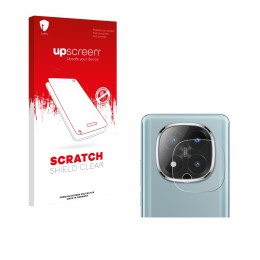 Parte frontal de un envase de producto con el logotipo de la marca upscreen. Al lado se muestra el dispositivo Xiaomi Redmi No