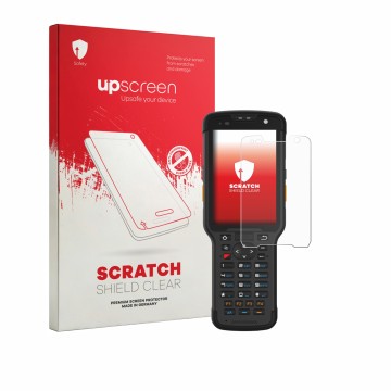 Front side of a product packaging with the brand logo upscreen. Next to it is the device Newland Speedata SD35 Leo shown with 