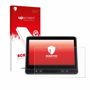 Parte frontale di una confezione del prodotto con il logo del marchio upscreen. Accanto è raffigurato il dispositivo Tobii Dyn