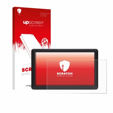 Face avant d’un emballage produit avec le logo de la marque upscreen. À côté, l’appareil Feelworld FW568 V3 6