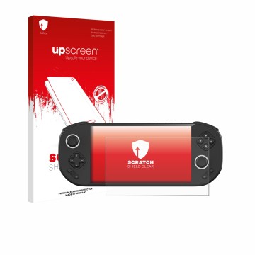 Vorderseite einer Produktverpackung mit dem Markenlogo upscreen. Daneben ist das Gerät MANGMI Pocket Max mit dem zugehörigen D