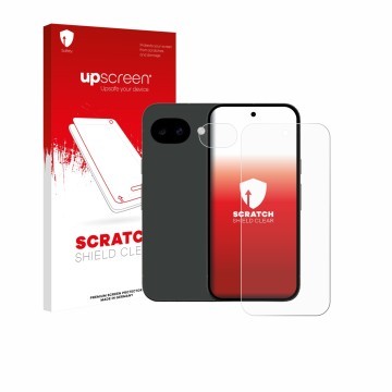 Parte frontale di una confezione del prodotto con il logo del marchio upscreen. Accanto è raffigurato il dispositivo Google Pi