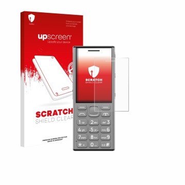 Parte frontale di una confezione del prodotto con il logo del marchio upscreen. Accanto è raffigurato il dispositivo Nokia 130