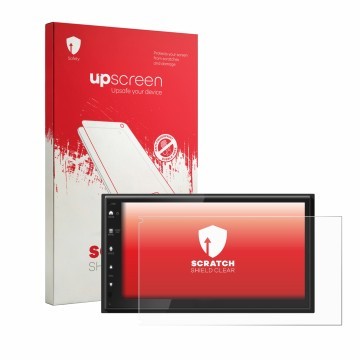Vorderseite einer Produktverpackung mit dem Markenlogo upscreen. Daneben ist das Gerät Kenwood DMX5023DAB mit dem zugehörigen 