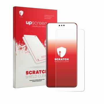 Parte frontale di una confezione del prodotto con il logo del marchio upscreen. Accanto è raffigurato il dispositivo Huawei Ma