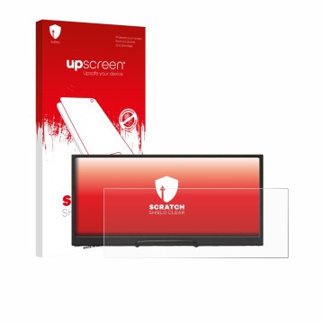 Parte frontal de un envase de producto con el logotipo de la marca upscreen. Al lado se muestra el dispositivo Prechen HD-123 
