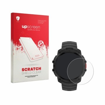 Parte frontale di una confezione del prodotto con il logo del marchio upscreen. Accanto è raffigurato il dispositivo Polar Str