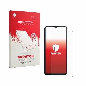 Parte frontale di una confezione del prodotto con il logo del marchio upscreen. Accanto è raffigurato il dispositivo Xiaomi Re