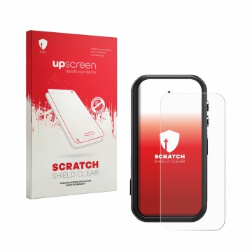 Face avant d’un emballage produit avec le logo de la marque upscreen. À côté, l’appareil Fossibot F116 Pro 5G est représenté a