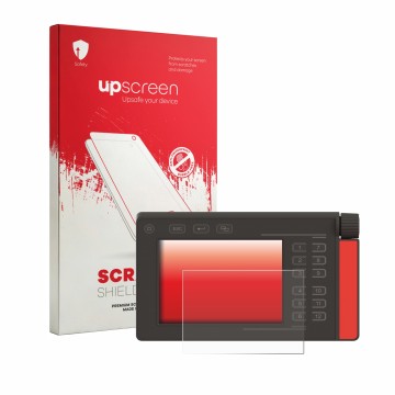 Vorderseite einer Produktverpackung mit dem Markenlogo upscreen. Daneben ist das Gerät Müller Elektronik SMART570 mit dem zuge