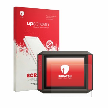 Vorderseite einer Produktverpackung mit dem Markenlogo upscreen. Daneben ist das Gerät Müller Elektronik TRACK‑Guide III mit d