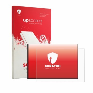 Parte frontal de un envase de producto con el logotipo de la marca upscreen. Al lado se muestra el dispositivo CrossControl CC