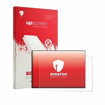 Parte frontal de un envase de producto con el logotipo de la marca upscreen. Al lado se muestra el dispositivo CrossControl CC