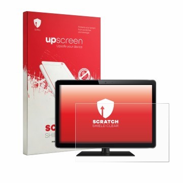 Parte frontale di una confezione del prodotto con il logo del marchio upscreen. Accanto è raffigurato il dispositivo con la re