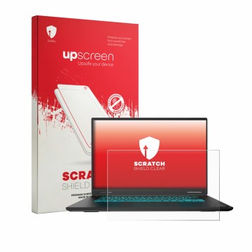 Parte frontal de un envase de producto con el logotipo de la marca upscreen. Al lado se muestra el dispositivo Gigabyte Gaming