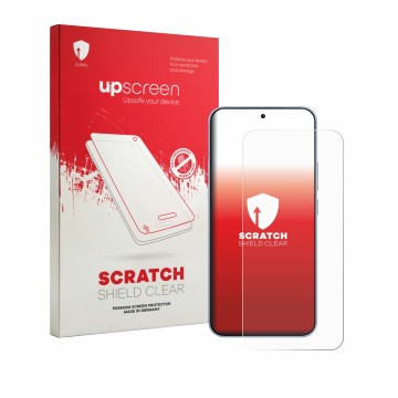 Parte frontale di una confezione del prodotto con il logo del marchio upscreen. Accanto è raffigurato il dispositivo Vivo T5 P