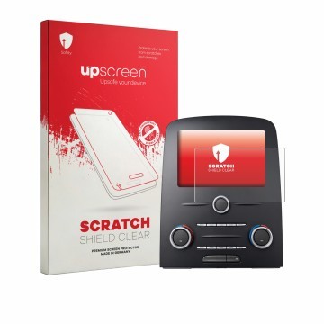 Front side of a product packaging with the brand logo upscreen. Next to it is the device Renault Scenic IV Intens Energy TCe 7