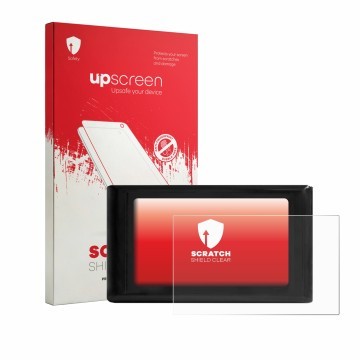 Face avant d’un emballage produit avec le logo de la marque upscreen. À côté, l’appareil Luocute S966 est représenté avec la p