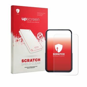 Parte frontale di una confezione del prodotto con il logo del marchio upscreen. Accanto è raffigurato il dispositivo Okiyakusa