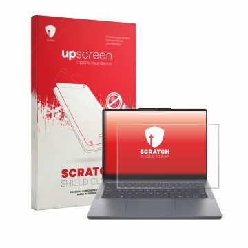 Parte frontale di una confezione del prodotto con il logo del marchio upscreen. Accanto è raffigurato il dispositivo Lenovo Id