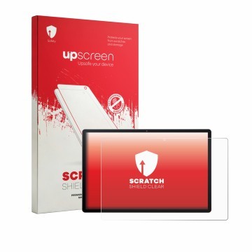Vorderseite einer Produktverpackung mit dem Markenlogo upscreen. Daneben ist das Gerät Acer Iconia A14 mit dem zugehörigen Dis