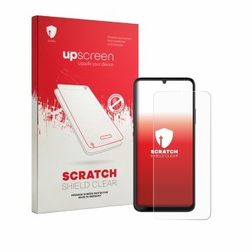 Vorderseite einer Produktverpackung mit dem Markenlogo upscreen. Daneben ist das Gerät NUU Mobile X10 5G mit dem zugehörigen D