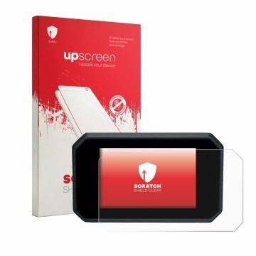 Parte frontale di una confezione del prodotto con il logo del marchio upscreen. Accanto è raffigurato il dispositivo Suzuki GS