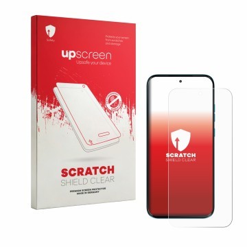 Face avant d’un emballage produit avec le logo de la marque upscreen. À côté, l’appareil Motorola Moto G87 est représenté avec
