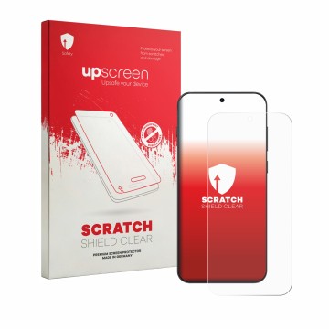 Face avant d’un emballage produit avec le logo de la marque upscreen. À côté, l’appareil Oppo Find X9s est représenté avec la 