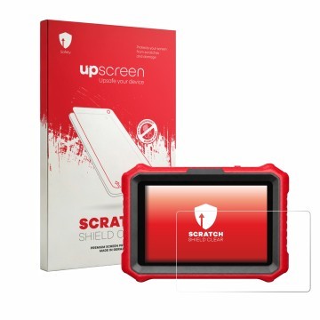 Parte frontal de un envase de producto con el logotipo de la marca upscreen. Al lado se muestra el dispositivo KINGBOLEN K8 El