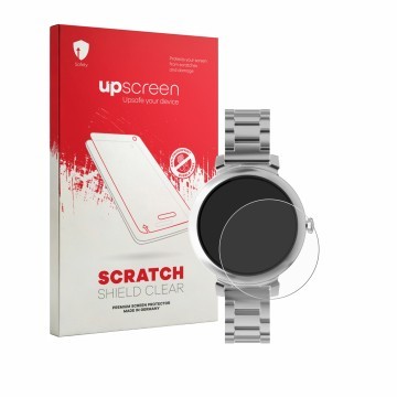 Vorderseite einer Produktverpackung mit dem Markenlogo upscreen. Daneben ist das Gerät ZenWatch Lily 1.1