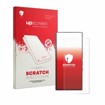 Face avant d’un emballage produit avec le logo de la marque upscreen. À côté, l’appareil ZTE Nubia Red Magic 11S Pro est repré