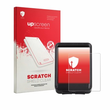 Parte frontal de un envase de producto con el logotipo de la marca upscreen. Al lado se muestra el dispositivo OHFAMO IC321 co
