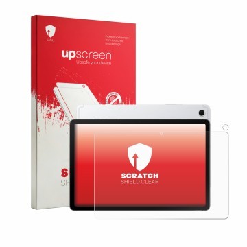 Face avant d’un emballage produit avec le logo de la marque upscreen. À côté, l’appareil Samsung Galaxy Tab S10 Lite (Avant+Ca