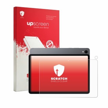 Face avant d’un emballage produit avec le logo de la marque upscreen. À côté, l’appareil Samsung Galaxy Tab S11 (Avant+Caméra)