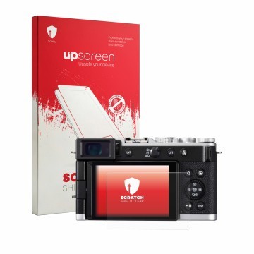Parte frontale di una confezione del prodotto con il logo del marchio upscreen. Accanto è raffigurato il dispositivo Panasonic