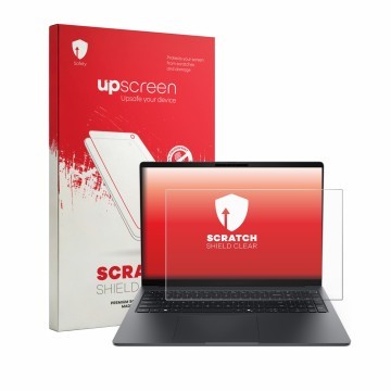 Face avant d’un emballage produit avec le logo de la marque upscreen. À côté, l’appareil Dell Pro 5 Series 16 P516260 est repr