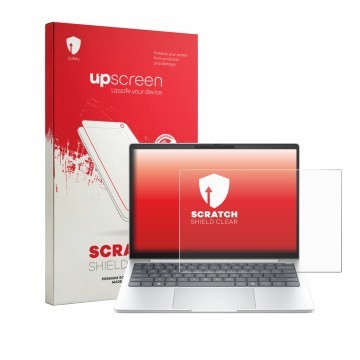 Vorderseite einer Produktverpackung mit dem Markenlogo upscreen. Daneben ist das Gerät HP EliteBook 8 G2i 13