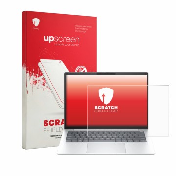 Vorderseite einer Produktverpackung mit dem Markenlogo upscreen. Daneben ist das Gerät HP EliteBook 8 G2i 14
