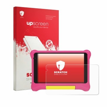 Vorderseite einer Produktverpackung mit dem Markenlogo upscreen. Daneben ist das Gerät Laptok LPK707PK 7