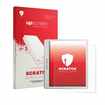 Vorderseite einer Produktverpackung mit dem Markenlogo upscreen. Daneben ist das Gerät Bigme B7 Pro mit dem zugehörigen Displa