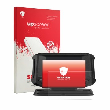 Vorderseite einer Produktverpackung mit dem Markenlogo upscreen. Daneben ist das Gerät Lowrance Eagle 4 mit dem zugehörigen Di