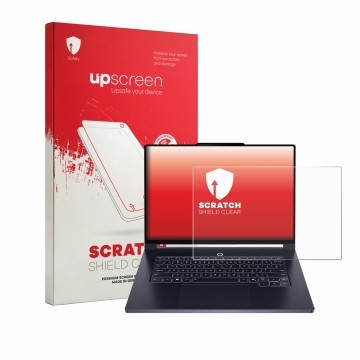 Face avant d’un emballage produit avec le logo de la marque upscreen. À côté, l’appareil Lenovo Legion 7a Gen 11 15