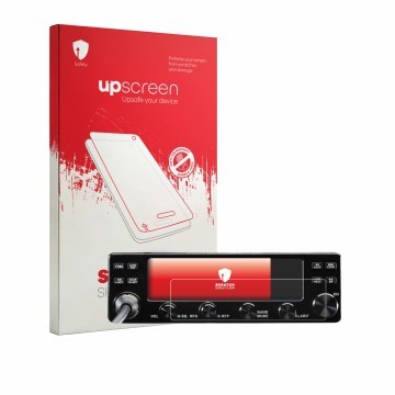 Vorderseite einer Produktverpackung mit dem Markenlogo upscreen. Daneben ist das Gerät Midland 8001 Pro mit dem zugehörigen Di